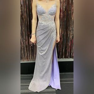 Prom dress color purple and silver, size XS